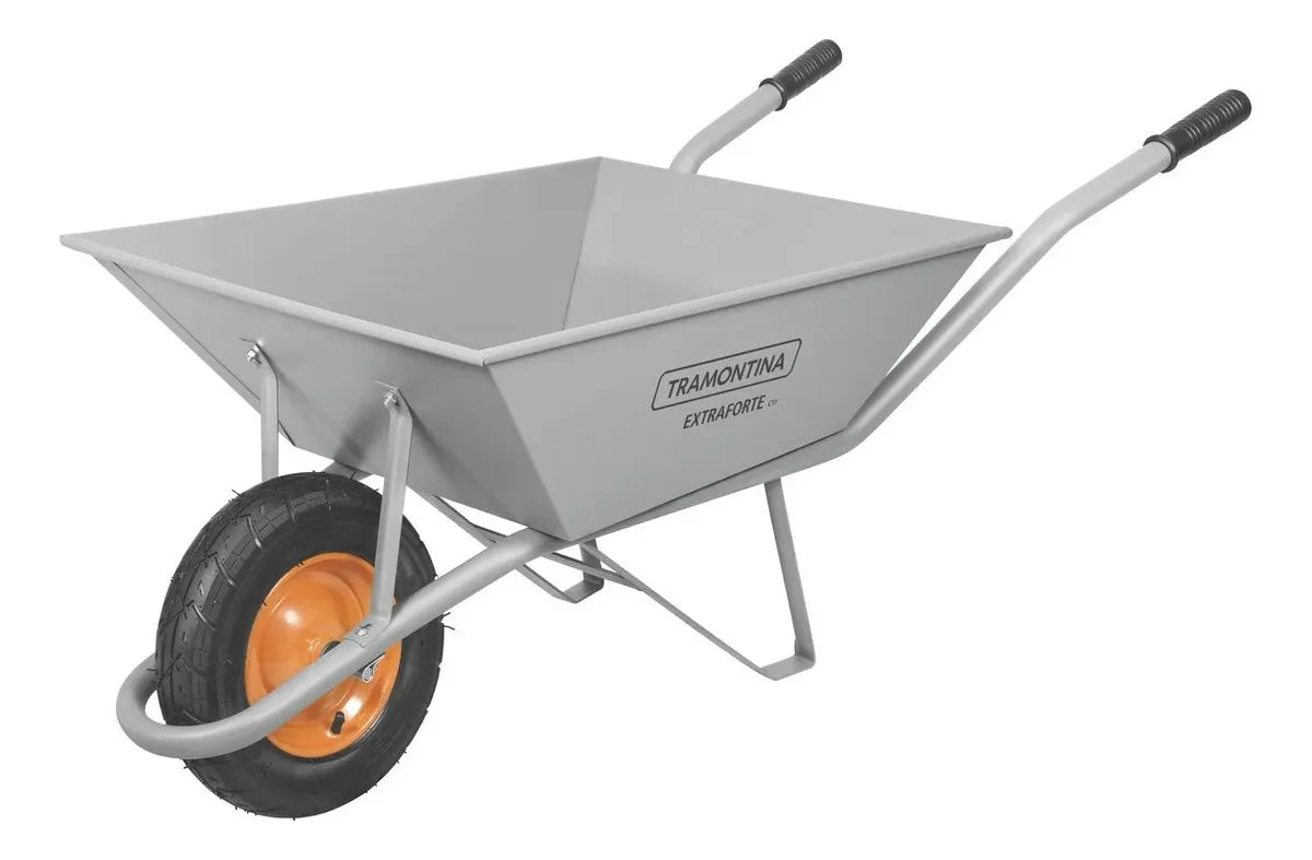 Kit Carrinho De Mão Extra Forte 65L Carriola + Pa de bico + Enxada + Cavadeira