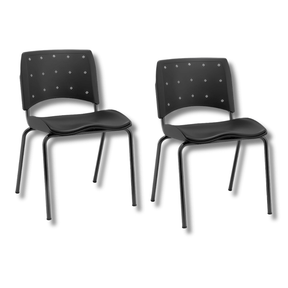 Kit com 2 Cadeiras Fixas Ergonômicas para Escritório com Assento Estofado