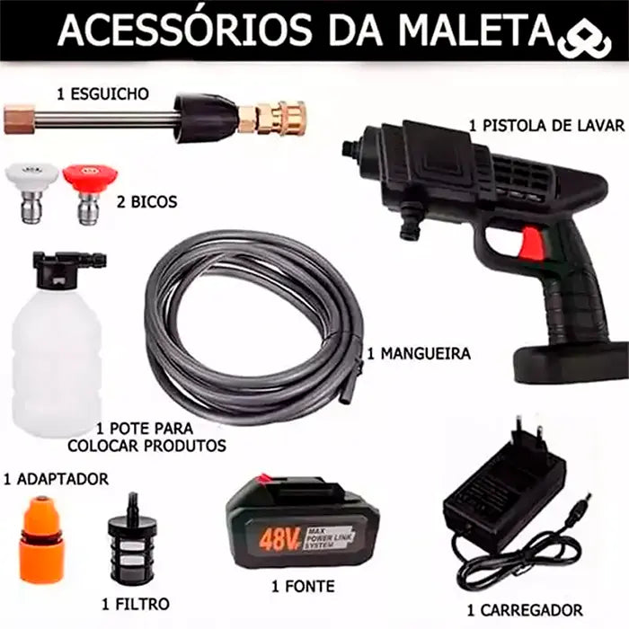 Lavadora de Pressão Portátil Sem Fios + Mangueira de 5M de Brinde - PowerWash™