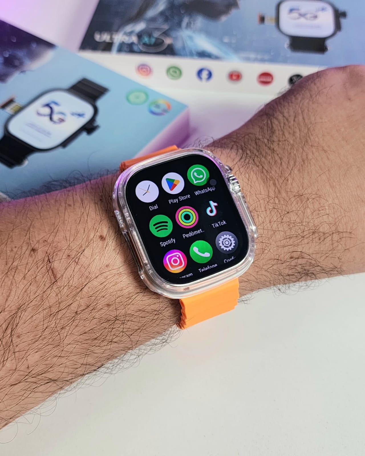 Smartwatch 4G LITE | Aprova d'água - 7 Pulseiras + Fone - NFC