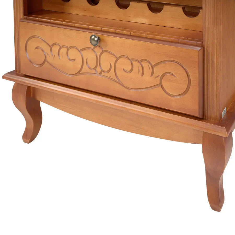 Adega para Vinhos Turim em Madeira Maciça de Taeda com Gaveta Entalhada para 45 Garrafas