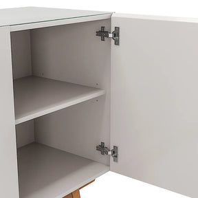 Buffet Oasi com Vidro pés em Madeira de Eucalipto estrutura em MDF cor Off-White