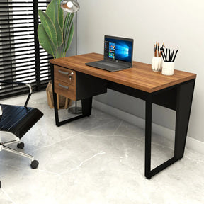 Escrivaninha 135cm com Gaveteiro Suspenso 2 Gavetas Pés em Metal